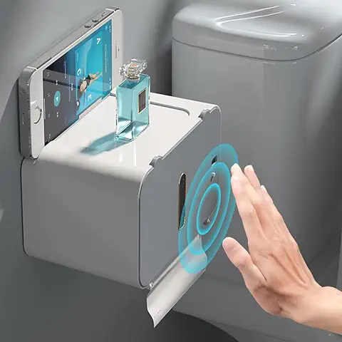 HMAKGG Dispensador Automatico de Papel Toalla, USB Recargable Dispensador de Toallas de Pared,Dispensadores De Papel HigiéNico con Sensor de Infrarrojos, Sin-Contacto, Gris  