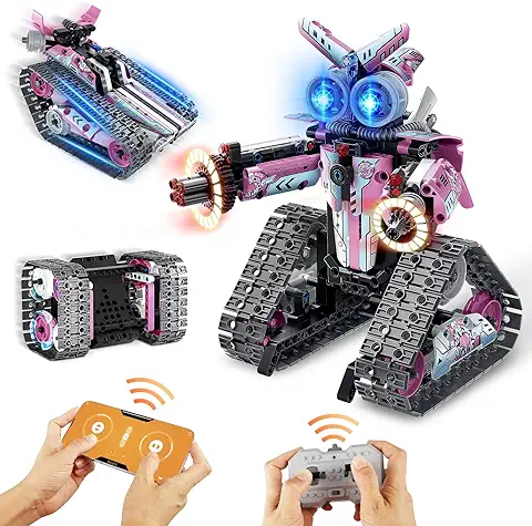 HOGOKIDS Technic Robot Juguete de Construcción con Control Remoto - Kits RC 3 en 1 Aplicación y Control Remoto Coche Acrobático Programable, Cubo Mágico Regalos para Niños de 6 a 14 Años (408 Piezas)  