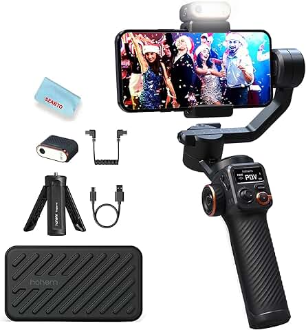 Hohem ISteady M6 Kit Estabilizador de Móvil Gimbal Smartphone de 3 Ejes con Sensor de Visión AI de luz de Relleno Magnético para IPhone Android con Pantalla OLED Carga útil Máxima 400g,  