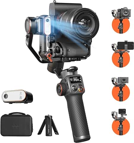 Hohem ISteady MT2 Kit Estabilizador de Cámara sin Espejos con AI Tracker/Magnetic Fill Light, Gimbal Todo en Uno para Smartphone, Cámara de Acción, Disparo Vertical Nativo  