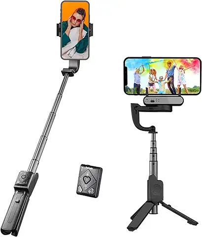 Hohem ISteady Q Estabilizador de Movil, Seguimiento Facial Palo Selfie Estabilizador, 4-en-1 Gimbal Movil Palo para Selfies con Control Remoto Bluetooth, Rotación de 360°, Gimbal para IPhone y Android  