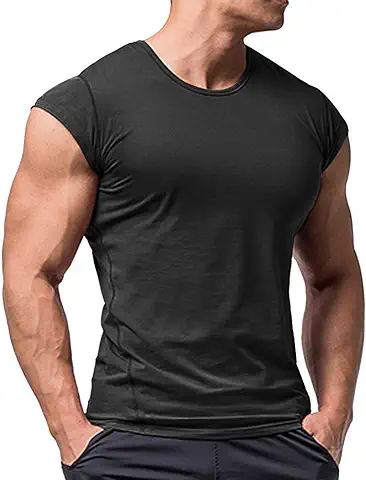 Hombres Atlético Playeras Camisetas Corto Manga Músculo Cortar para Culturismo Rutina de Ejercicio Formación Aptitud Tops Cuello Algodón  