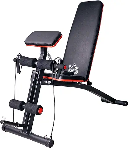 Homcom Banco de Mancuerna Plegable Inclinable Banco de Pesas Musculación Multifuncional para Entrenamiento Completo Máquina de Fitness Gimnasio Hogar  