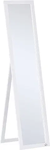 HOMCOM Espejo de Pie Cuerpo Entero Espejo de Pared Rectangular con 2 Formas de Uso Moderno para Pasillo Dormitorio Sala de Estar 37x37x154 cm Blanco  