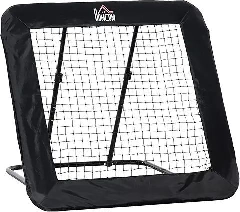 HOMCOM Red de Rebote Plegable Red de Objetivo de Fútbol con 4 Ángulos Ajustables para Entrenamiento de Fútbol Béisbol Deportes en Jardín 128x118x108-120 cm Negro  