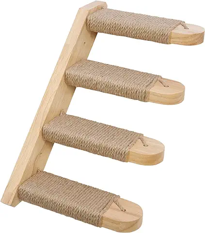 Home Footprint - Escalera para Gatos Reversible - Trepador para Gatos - Rascador de Pared para Gatos Grandes y Pequeño - Escalera de Madera con Juguete Rascador - Gimnasio Gatos  