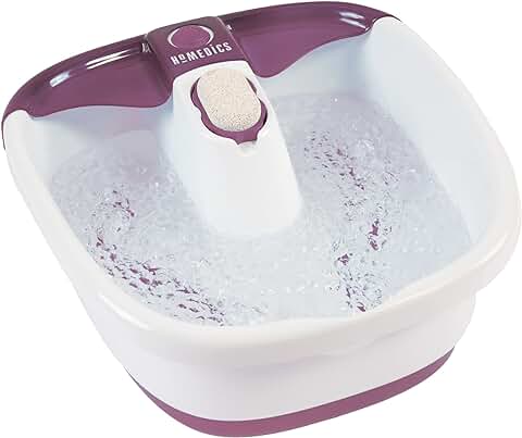 HoMedics Bubblemate Baño para Pies Hidromasajeador, Burbujas Masajeantes, Exfoliación con Piedra Pómez Integrada para Pedicura, Desestresante  