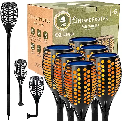 HOMEPROTEK 96LED Antorchas Solares Exterior Jardin - Luces Solares Led Exterior Jardin - 6 Piezas IP65 Impermeable Luces Led Solar - Solar Lights Outdoor para Decoracion Jardin Exterior  