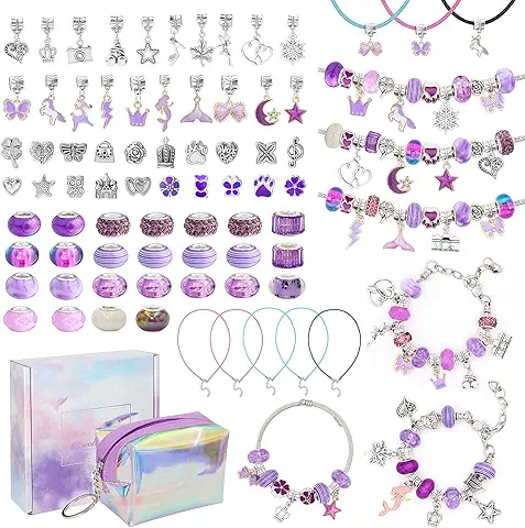 Homgaty Regalos para Niñas de 6 a 12 Años, Joyas para Manualidades y Niñas, Juegos de Manualidades de Joyería, Regalos para Niñas y Niñas, kit de Pulsera de Abalorios para Niños  