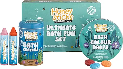 Honeysticks Juego de Baño de lo más Divertido - Crayones de Baño no Tóxicos, y Pastillas de Colores para el Baño, para Horas de Diversión Creativa en la Bañera - Set de Regalo Ideal para Niños  