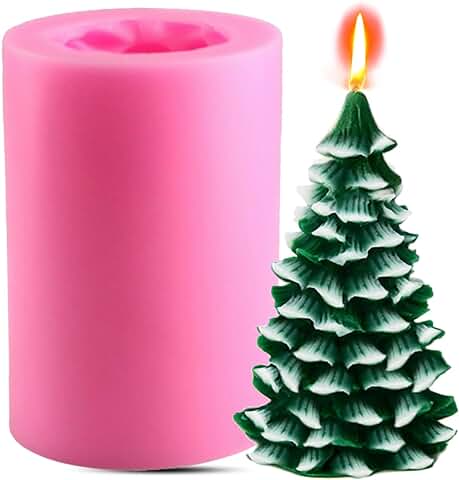 HONGECB Molde de vela de árbol de Navidad 3D, Molde de vela de Silicona, para Hacer Jabón Casero, Herramienta de Resina, para Vacaciones, Día De La Madre, Navidad y Acción de Gracias.  