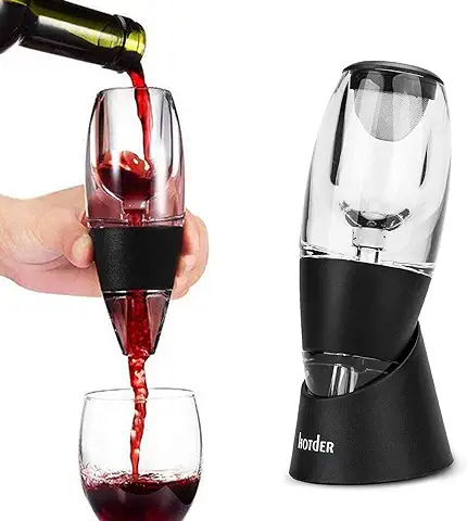 Hotder Wine Aireador de Vino Tinto con Base para Vino Tinto, Negro.  