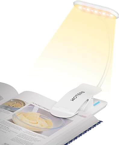 HOTERB Luz de Lectura,Lampara Lectura 9 LED 3 Modos Luz de Libro con Sensor Táctil,Libro Luz Led Iluminación para Lectura 360 ° Flexible Lampara para Leer en la Cama,Tablet,Libro,PC,Blanco  