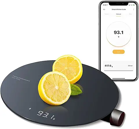 HOTO Báscula de Cocina Inteligente, Báscula Digital para Café y Alimentos, G Ramos y Onzas de Peso, con Sensor de Alta Precisión de 0,1 g  