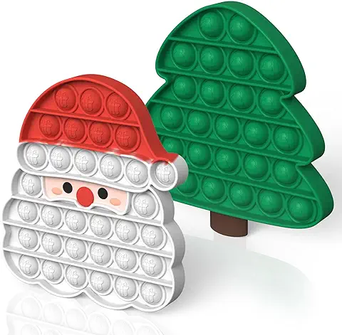 HOUT Christmas Pop Fidget-Toy Set - Bubble Poppet Antistress Toys - Juguete de Alivio de la Presión - Figetttoy's Autism Needs - Estrés Juguetes Popit Bubble Sensory Toy (Papá Noel y árbol de Navidad)  