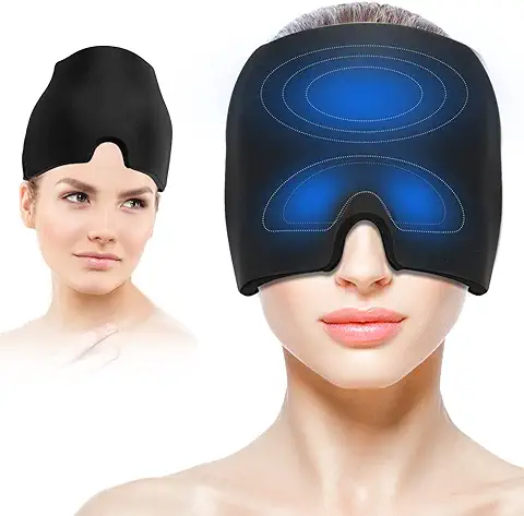 HUDDU Migraña Gorro de Gel Gorro de Enfriamiento, Almohadillas de Enfriamiento Elásticas para Dormir Para el Dolor de Cabeza/Ansiedad/Alivio de la Fatiga Ocular, Reutilizable  