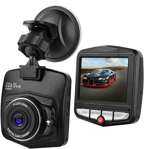 HugeAuto Cámara de Salpicadero 2.4 ″ 1080P HD Cámara DVR Dash Cam Grabadora de Video Visión Nocturna Sensor G 170° Visión Nocturna Doble Lente Dash Cam Cámara Delantera y Trasera  