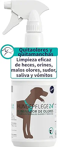 Hundepflege24 Spray Neutralizador de Olores y Quitamanchas 1l - Eliminador de Olores Mascotas - Muy Efectivo Contra el Olor a Orines y Excrementos de Perro y Gato, Vómitos, Sudor y Saliva  