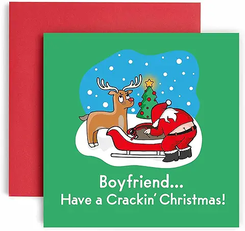 Huxters Have a Cracking Christmas Boyfriend Merry Christmas Card for him – Funny Boyfriend Card for Christmas – Tarjeta de Navidad con Sobre Reciclable – Tarjeta Divertida de Papel para Novios (bebé)  