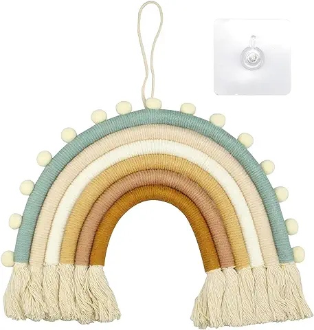 Hyakoz 1 Pieza Nórdico Arcoiris Macrame Decoracion Pared Cordones Trenzados Hechos a Mano de Boho Arcoiris Decoracion Tapiz para Dormitorio De Ecoración Habitación Infantil Decoración  