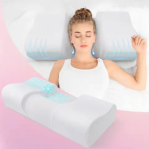 Hydomi Almohada Antiarrugas 2 en 1, Almohada para Dormir de Espalda para Prevenir Arrugas, Almohada Ortopédica para Dolor de Cuello y Hombros para Mantener la Cabeza Recta..  