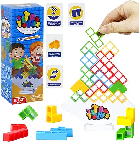 ICEPAPA, Tetra Tower Balance Blocks, Juguetes de Montessori, Juguetes Educativos, Juguetes Apilables de Equilibrio, es una Buena Opcion como Regalo Niño o Juegos Niños 5+ Años  