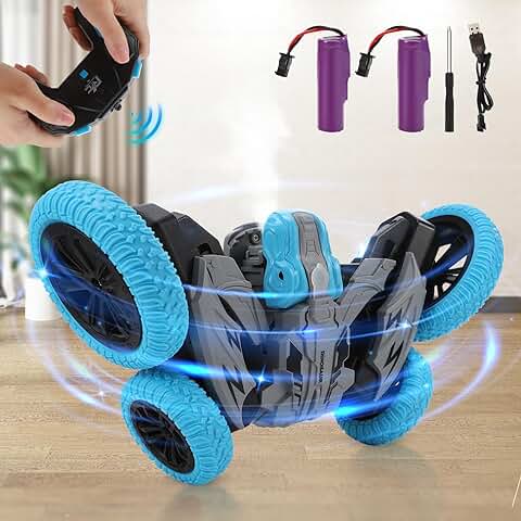 Icyant Coches de Control Remoto con Spray 2.4Ghz RC Stunt Car Juguetes para Niños Niñas 4WD Off Road Racing con Música y Luces LED Camión Juguete Regalos para Niños Niños Niñas Edad 3+  