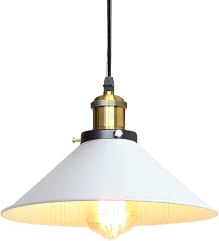 IDEGU Lámpara Colgante Industrial, 22cm Lámpara de Techo Vintage Diseño Edison Retro Tulipas de Metal Blanco Lámparas de Araña E27 Iluminación de Techo Para Cocina, Comedor, Dormitorio, Café  