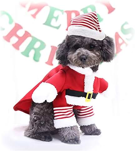 Idepet Disfraz de Navidad para Mascotas,disfraz de Navidad para Perros, Lindo Santa Claus, Cachorro, Gatito, ropa de Fiesta, Gato, año Nuevo, Divertido Disfraz para Fiestas de Mascotas, Trajes de ropa  