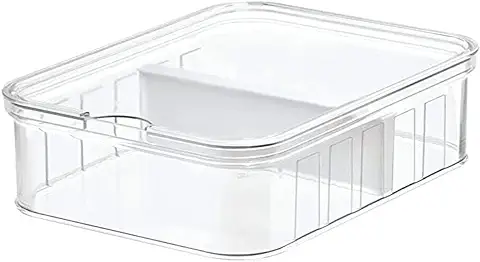 IDesign Caja Organizadora para Frigorífico, Pequeña caja de Plástico Libre de BPA, Organizador de Nevera o Despacho, Transparente  