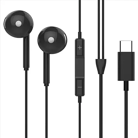 IDUSD Auriculares USB Tipo C In-Ear Sonido Hi-Fi Estéreo con Micrófono Botón de Control Reproducción Llamadas Volumen Compatible Móviles Android y Otros Dispositivos Tipo C Sin Conector de 3,5 mm  