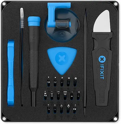 IFixit Essential Electronics Toolkit, Juego de Herramientas con 16 Puntas de Precisión (4 mm) y Mango Destornillador para Reparar Moviles, Consolas  