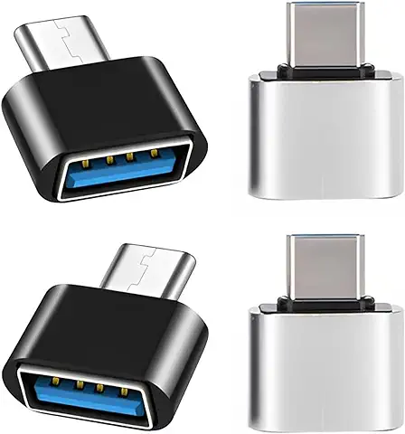 IJiGui Adaptador USB C a USB (4 Piezas), Adaptador OTG USB-C Macho a USB-A 2.0 Hembra Compatible con MacBook Pro, Samsung Galaxy, Teléfonos Tipo-C(Negro + Plata)  