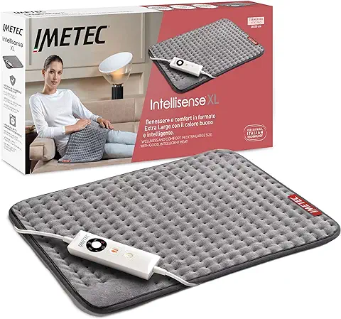 Imetec Intellisense XL, Almohadilla Térmica Extragrande para Espalda y Piernas, 38 x 50 cm, tela de Micro Felpa, 5 Temperaturas, Bloqueo Eléctrico de Seguridad, Calentamiento Rápido, Lavable a Máquina  