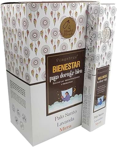 Incienso Natural Vijayshree Bienestar - Dormir Bien, Soltar Las Preocupaciones y Problemas - 12 Paquetes de 25 g  