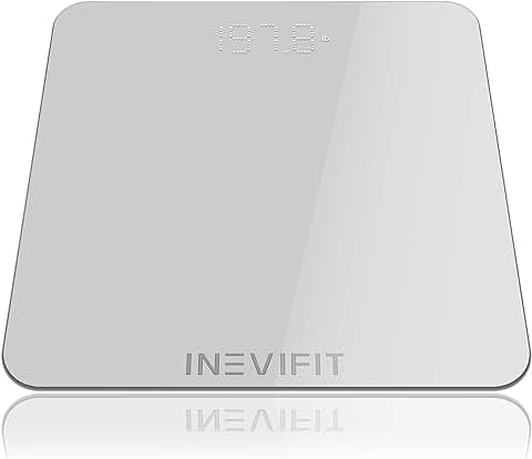 INEVIFIT Báscula de Baño, Báscula de Baño Digital Altamente Precisa, mide el peso para Múltiples Usuarios. Plata gran Plataforma 11.8 "x11.8"  