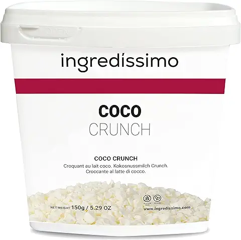 INGREDISSIMO - Coco Liofilizado Crunch, de Leche de Coco, Fruta Seca Troceada (2-10mm), Producto sin Gluten, Snack Saludable y Crujiente de Color Blanco Crema, para Platos y Recetas - 150 g  