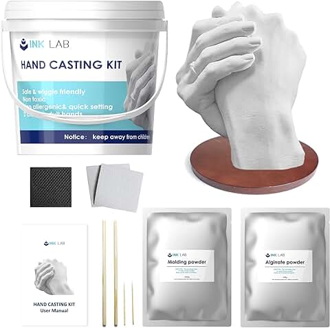 INK LAB Kit de Casting para Moldes de Manos 3D Kit de Moldes Completo Alginato con Accesorios para Niños Adultos Parejas Familias  