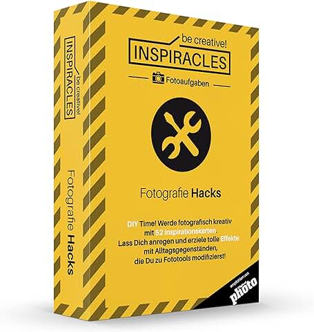 Inspiracles Fotoaufgaben Fotografie Hacks - Inspiration & Fotografieren Lerlernen mit 52 Aufgaben, Edition Fotohacks, Fotografie Zubehör, Fotografie Anleitungen für Kreative Fotos, Fotografie Gadget  