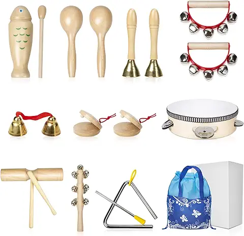 Instrumentos Musicales para Niños, Juego de Percusión de Madera, Juguete Musical, Juguete para Niños, Batería, Ritmo, Instrumentos de Percusión, Juguetes con Bolsa de Transporte  