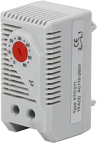 Interruptor de Termostato Mecánico,0-60 ℃ Controlador Temperatura Normalmente Eléctrico Compacto Ajustable para Filtro Calentador Ventilador Equipo Refrigeración Otro Dispositivo Señal(KTO011)  