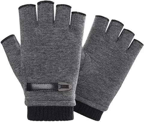 INTVN Guantes de Invierno sin Dedos 2 Pares Guantes sin Dedos Hombre Unisex Hombre Mujer(Negro y Gris)  