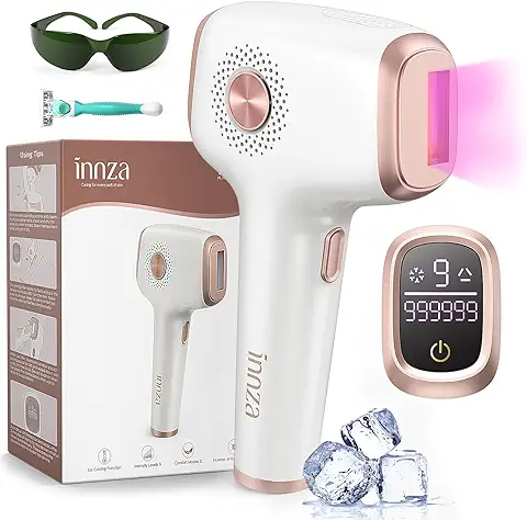 IPL Depiladora de Luz Pulsada con Función de Enfriamiento con Hielo,999999 Flashes,9 Nivel de Energía,Depilación Láser Maquina para Mujer Hombre Facial,Axilas,Brazos,Espalda (White)  