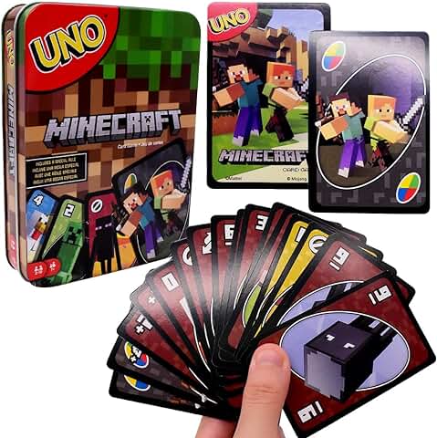 IQEPXTGO Minecraft UNO Juego de Cartas Juego de Cartas Anime de la Juego de Mesa Juego Infantil Card Game para Juego Familiar y Juego de Mesa Gift for Kids 7 Years Old Up  