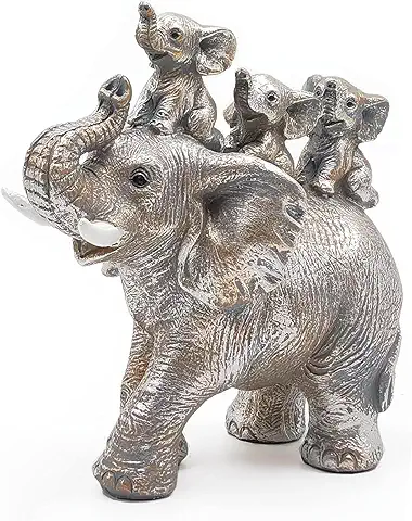 Irayin Elefantes Decoracion Figuras, Elefante de la Suerte, Figuras Decorativas Modernas Salon, Estatua Elefante Resina Cariñosas para Salón, Escritorio, Oficina - Plata  