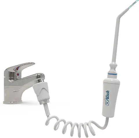 Irrigador Dental SOWASH WATERJET, Se Conecta al Grifo, Irrigador Bucal Sin Baterías y sin Electricidad, Cabezal con Chorro Lineal, Producto Italiano  