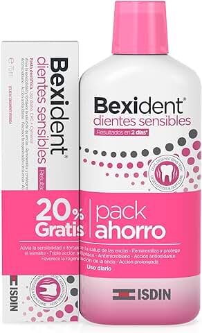 ISDIN Bexident Dientes Sensibles Pasta Dentífrica y Colutorio con CPC + Cymenol, Alivia la Sensibilidad Dental en 2 Días, Uso Diario, Pack Ahorro 20% Gratis, Pasta 75ml + Colutorio 500ml  