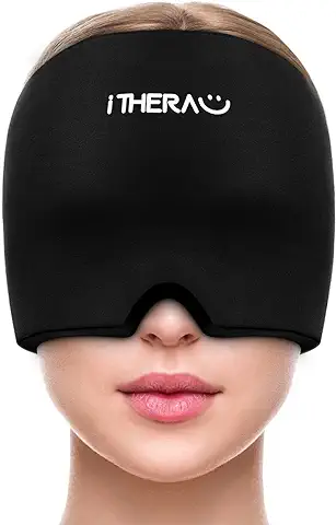 ITHERAU Gorro de gel para Alivio de Dolor de Cabeza y Migraña, Gorro Migraña frio para Terapia de Frío, Migraine Relief cap para Alivio de Dolor de Cabeza, Cómodo para Migraña, Mascara Migraña Alivio  