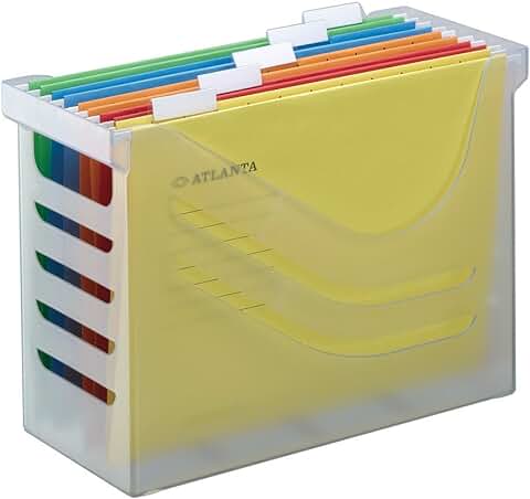 Jalema Es 2658026000- Silky Touch Carpeta Clasificadora, Archivador, Caja Archivadora de Oficina y casa con 5 Carpetas Colgantes A4, Surtidos, Color Transparente  