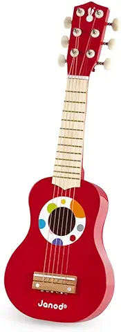 Janod - Confetti - Mi Primera Guitarra en Madera, Instrumento Musical para Niños, Juguete de Imitación y Estimulación Del Talento Musical - Desde Los 3 Años, J07628  